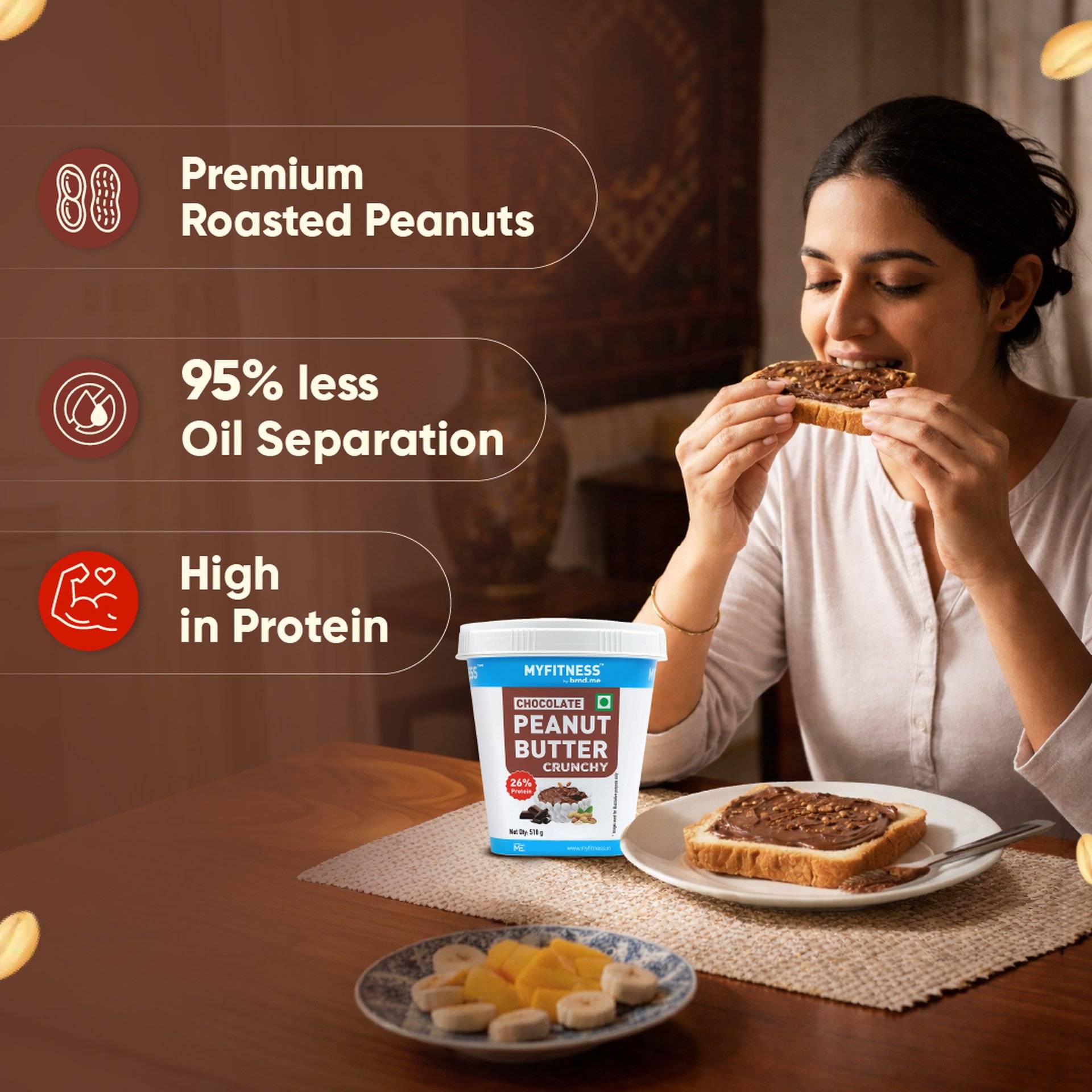MyFitness Chocolate Peanut Butter Crunchy Spread (510g) - Image 5
