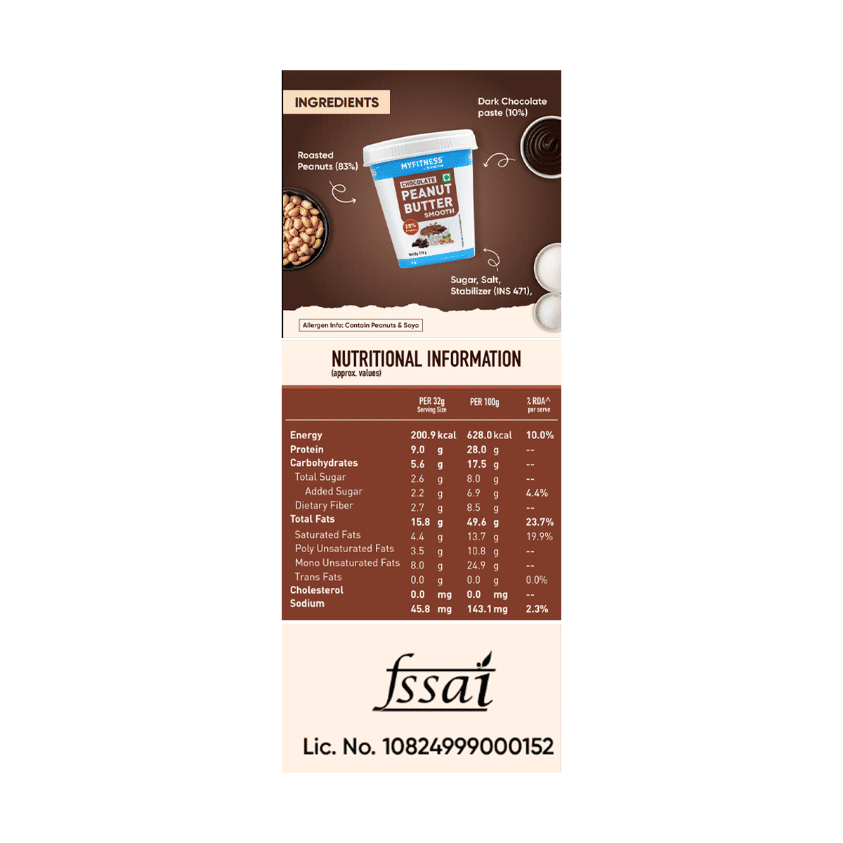 MyFitness Chocolate Peanut Butter Smooth Spread 510g - Image 10