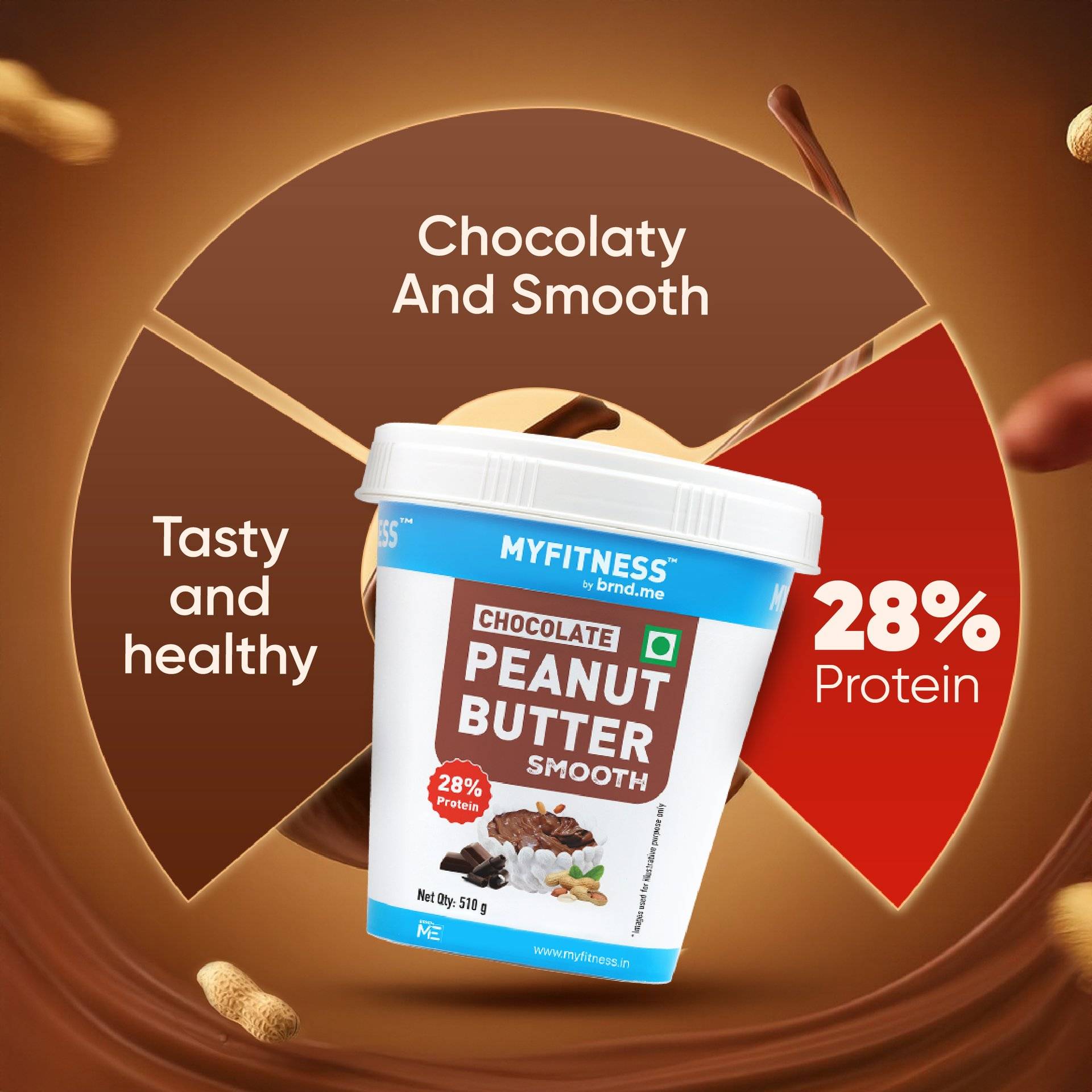 MyFitness Chocolate Peanut Butter Smooth Spread 510g - Image 9