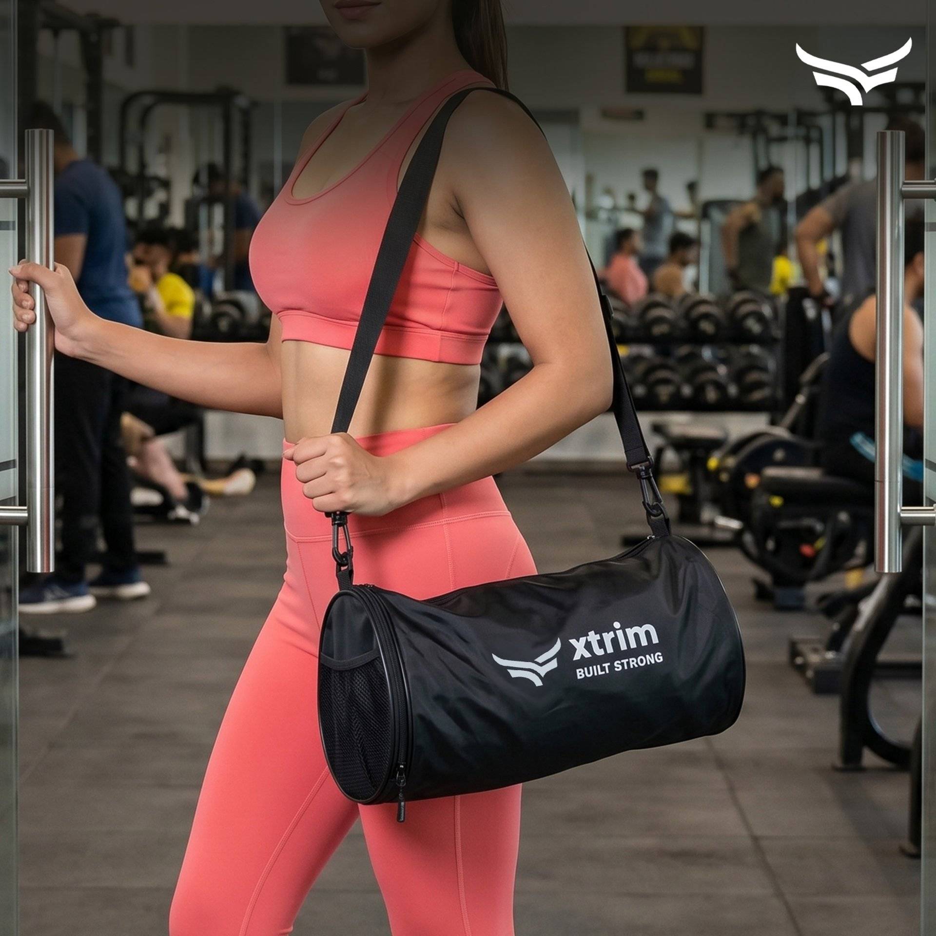 Xtrim Gym & Travel Duffle Bag with Shoe Compartment (20L, Black) - Image 8
