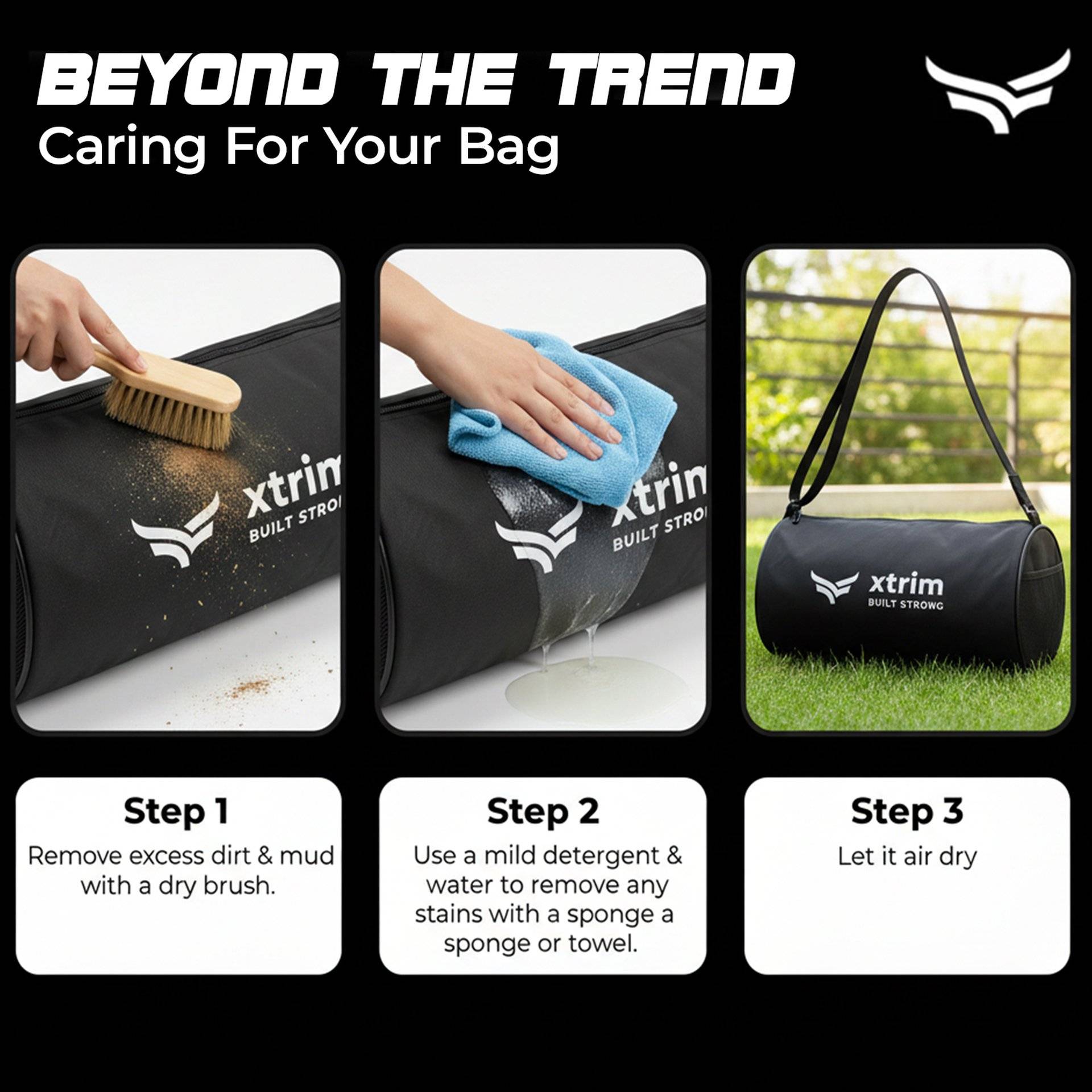 Xtrim Gym & Travel Duffle Bag with Shoe Compartment (20L, Black) - Image 10