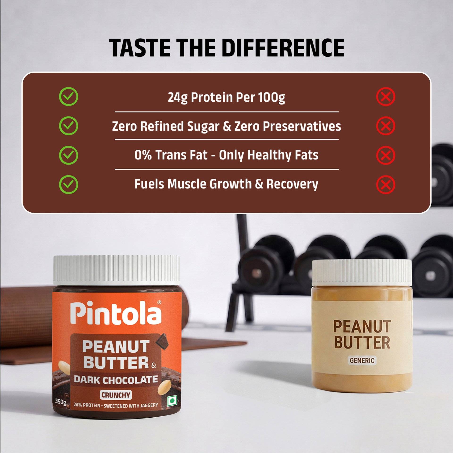 Pintola Dark Chocolate Peanut Butter Crunchy Protein & Dietary Fiber, - Image 5