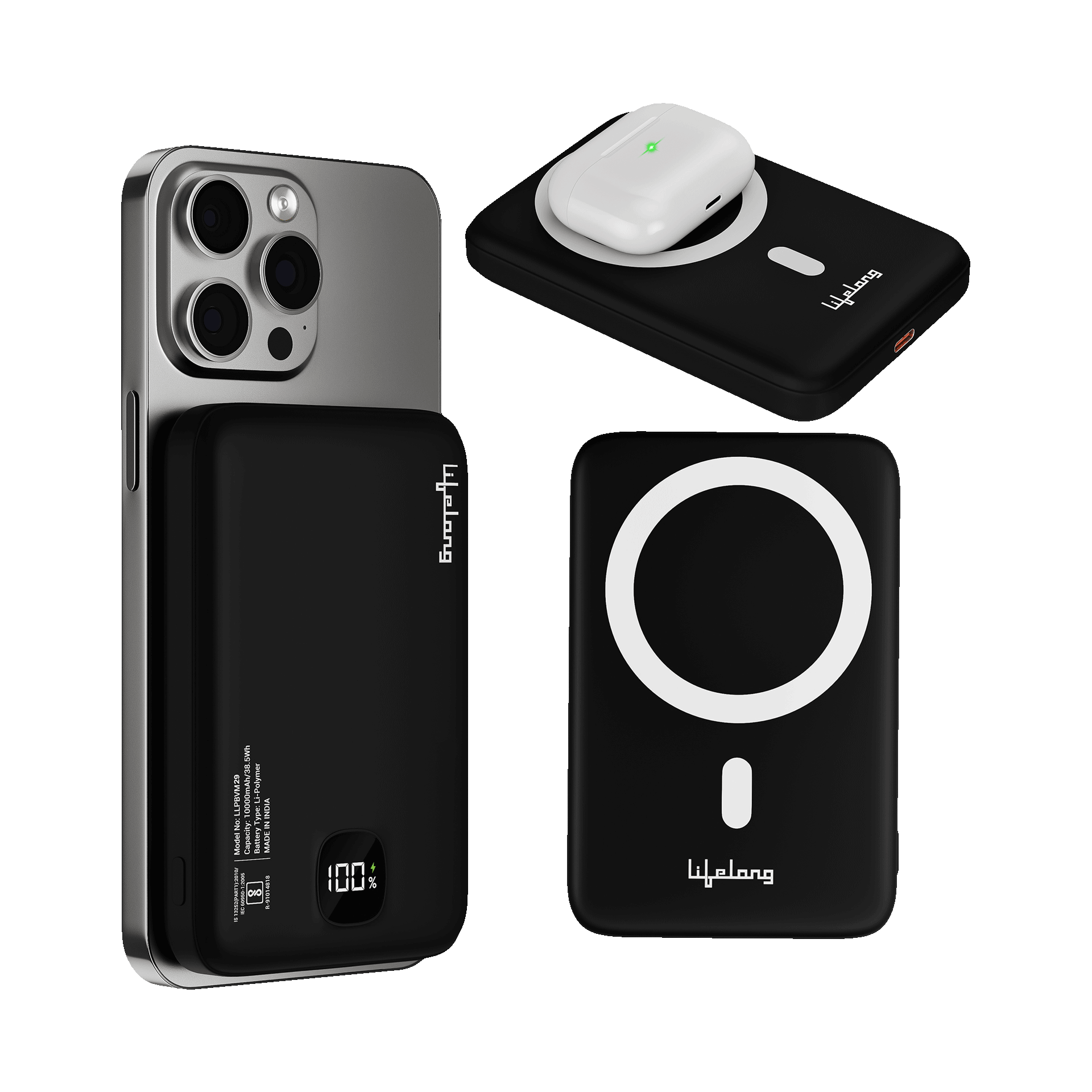 Lifelong Magsafe 10000mAh Power Bank-Black - Image 1