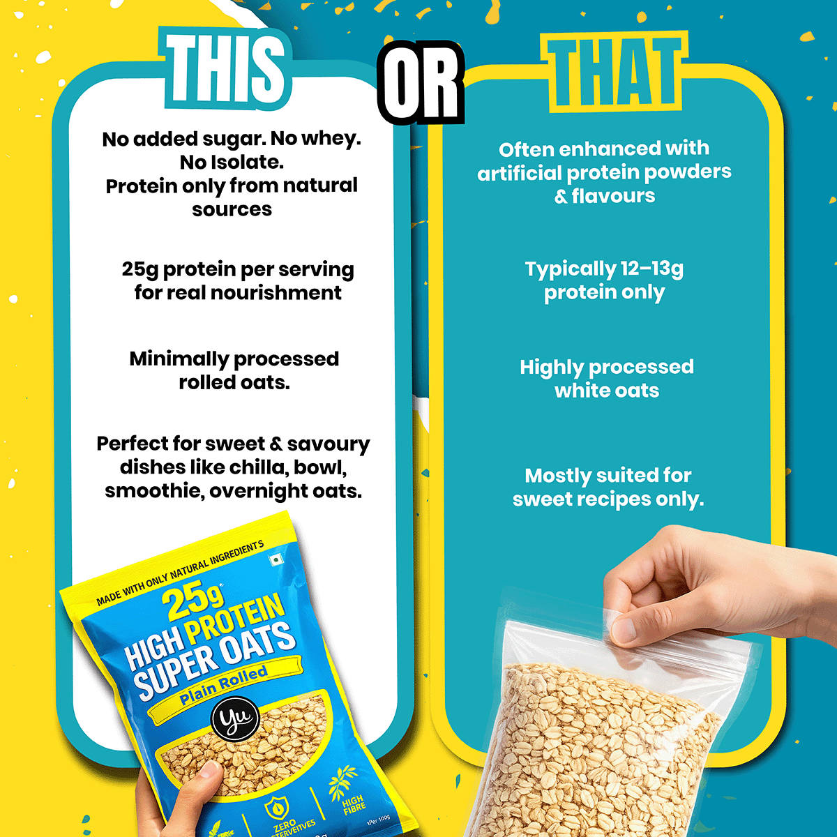Yu High Protein Plain Rolled Oats 400g - Image 5