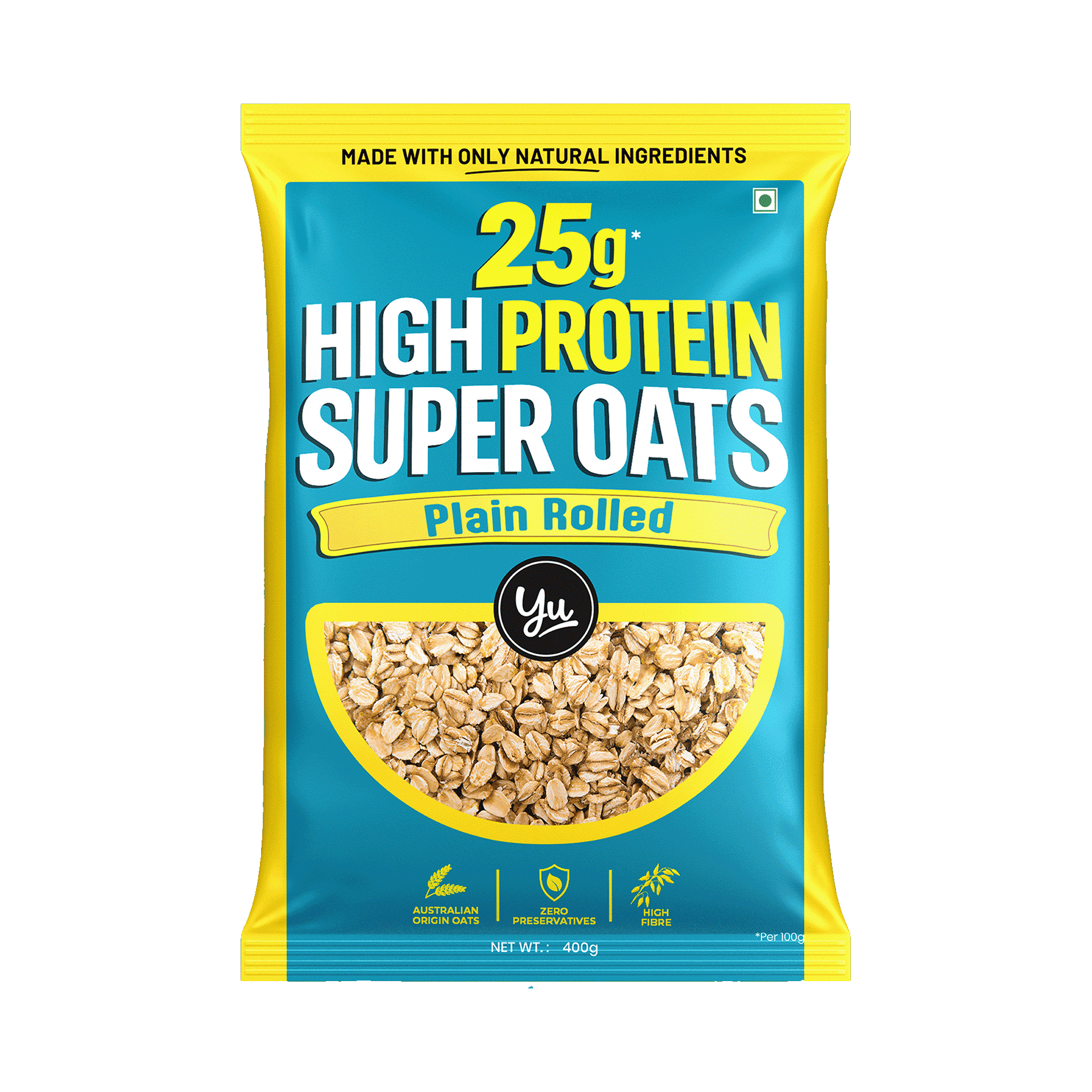 Yu High Protein Plain Rolled Oats 400g - Image 1