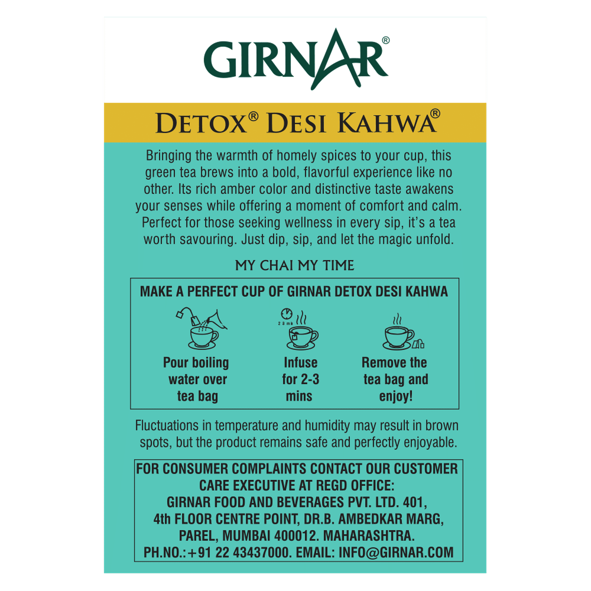 Girnar Detox Desi Kahwa Green Tea Bags - Image 2