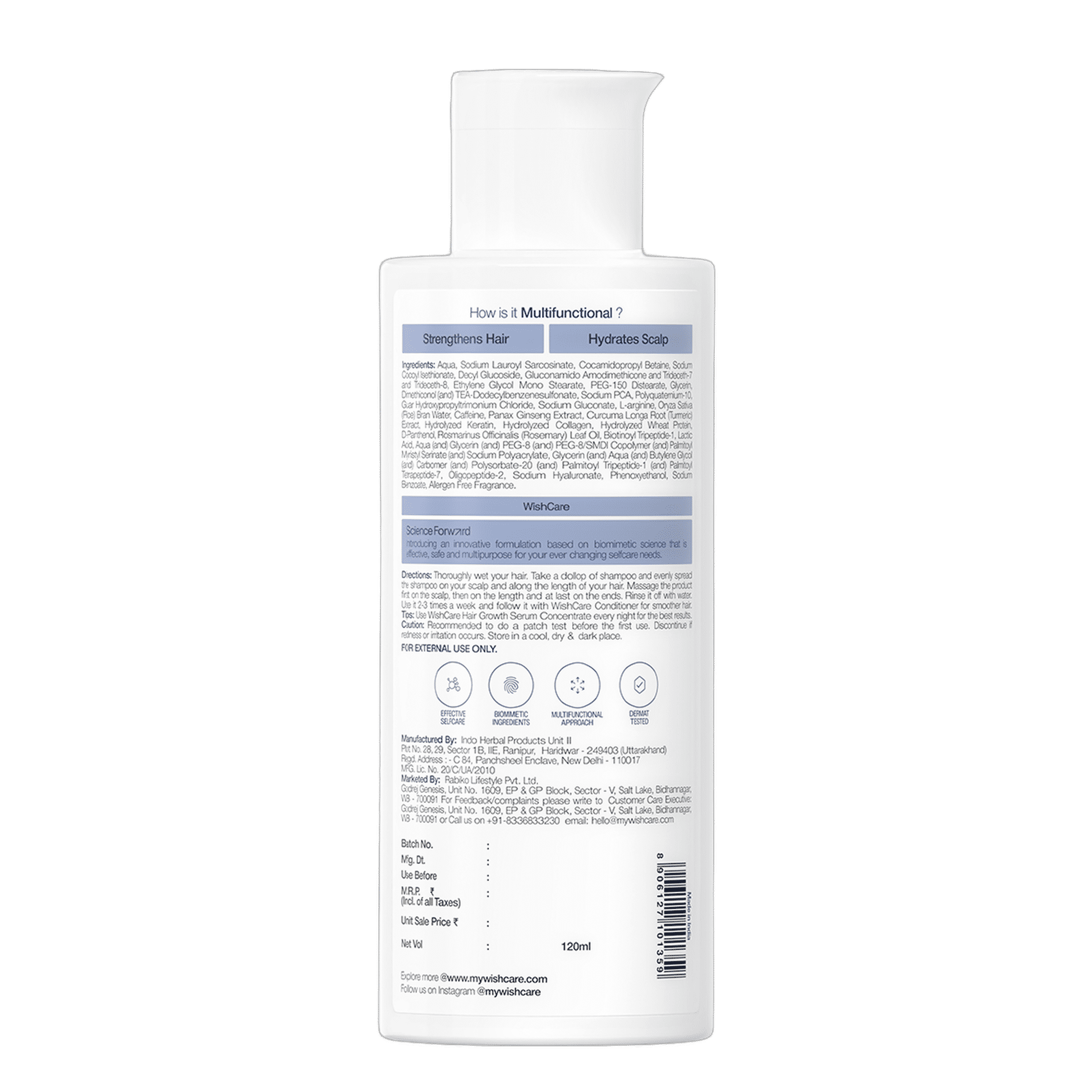 WishCare Multi Peptide Anti Hairfall Shampoo 120ml - Image 2
