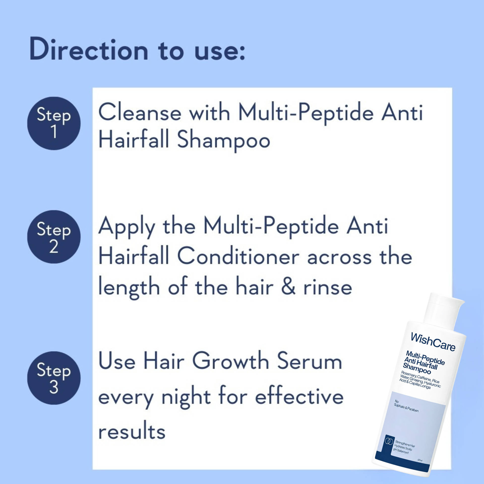 WishCare Multi Peptide Anti Hairfall Shampoo 120ml - Image 9