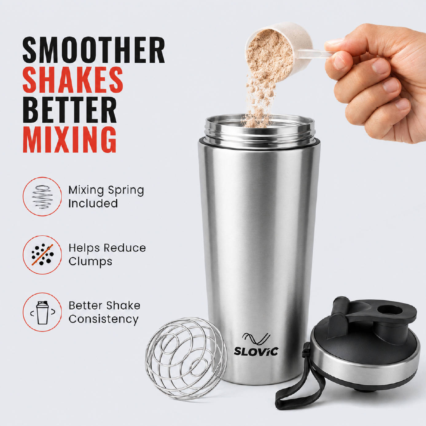 Slovic 750ml Stainless Steel Gym Shaker Bottle - Image 11