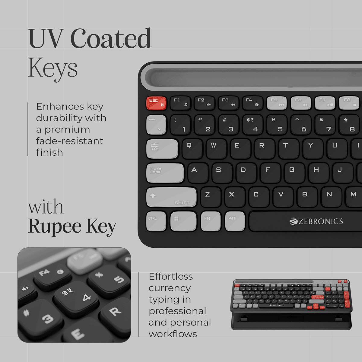 Zebronics Wireless Keyboard 102 Keys Midnight Black - Image 7