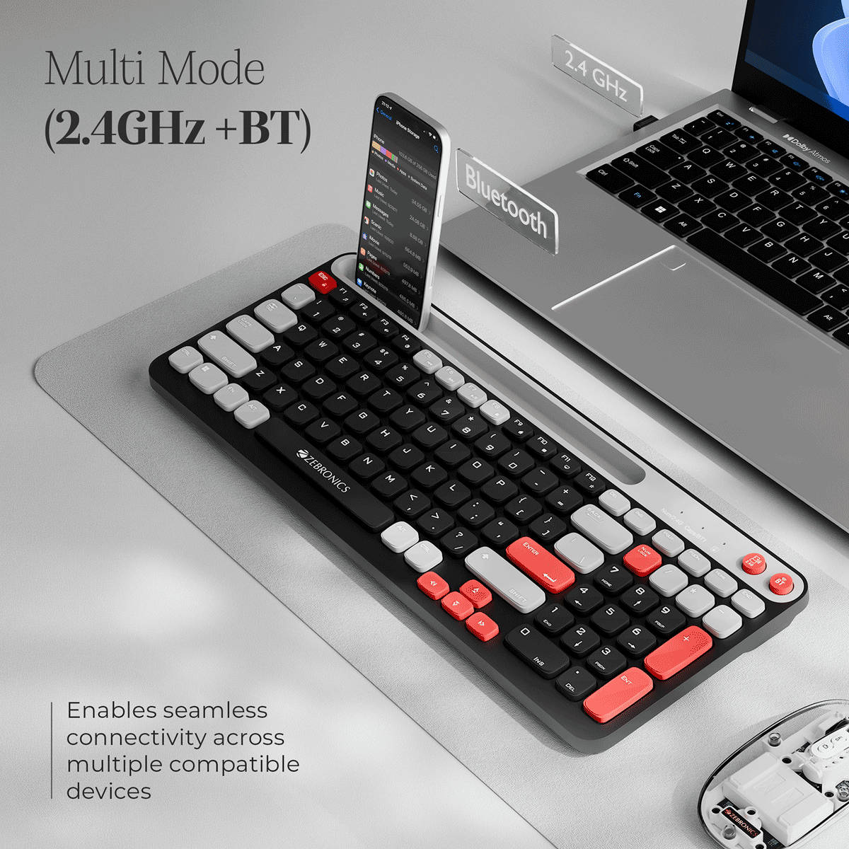 Zebronics Wireless Keyboard 102 Keys Midnight Black - Image 5