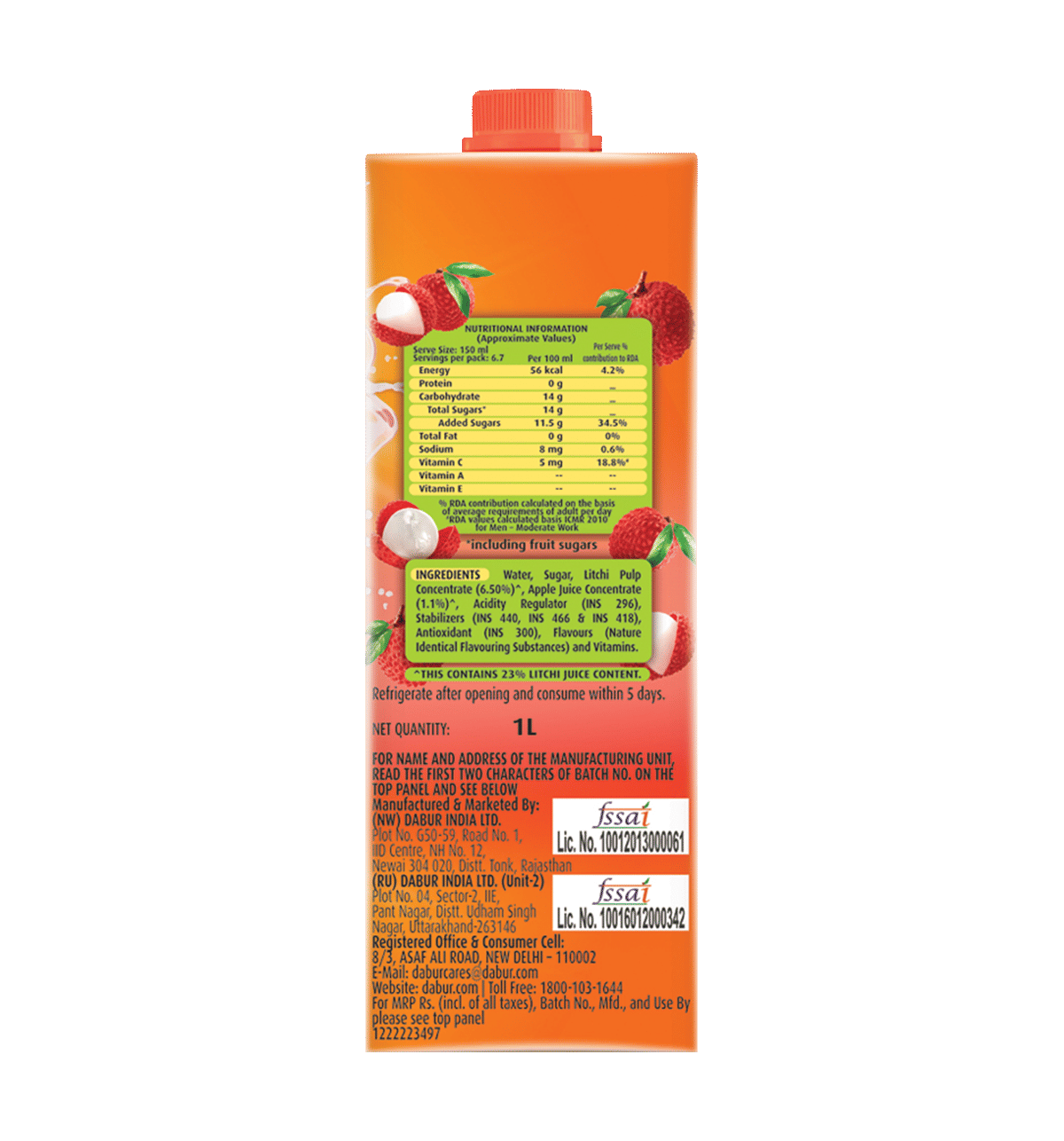 Buy Real Fruit Power Litchi Vitamin Boost Online (1 ltr) At Best Price